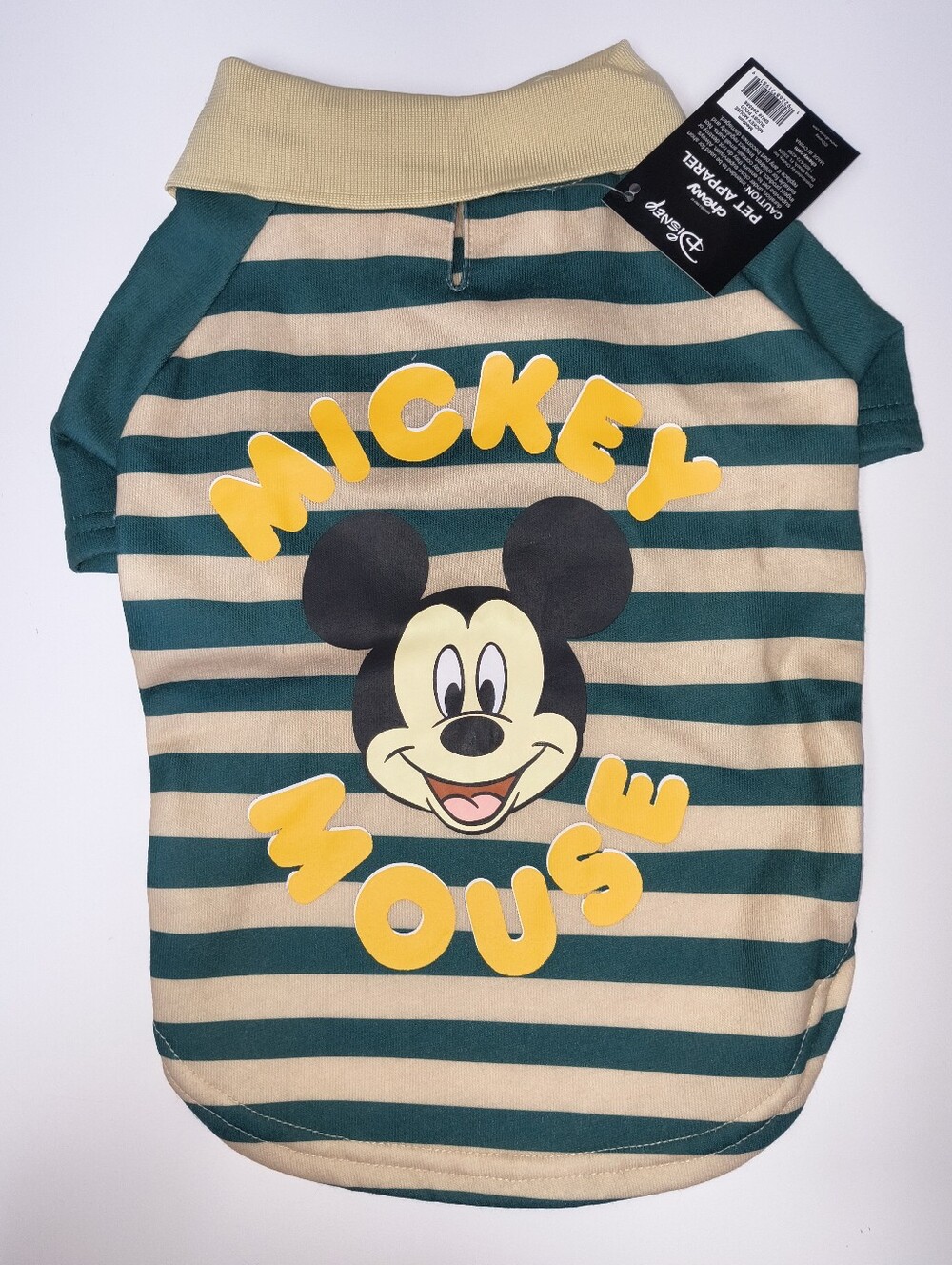 Disney Green and Cream Striped Mickey Mouse Rugby Polo